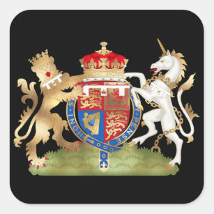Richard the Lion Heart Coat of Arm/faux gold Square Sticker
