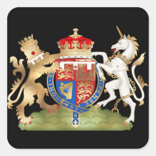 Richard the Lion Heart Coat of Arm/faux gold Square Sticker