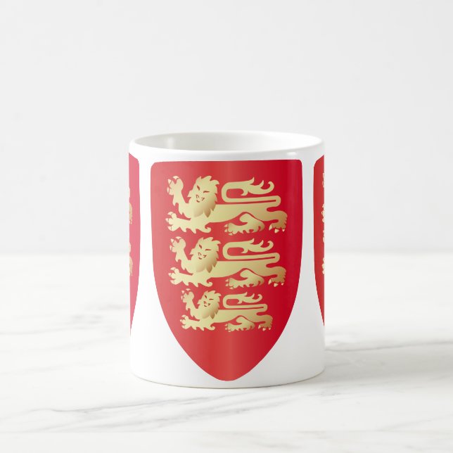 Richard the Lion Heart Shield in red+faux gold Coffee Mug (Center)