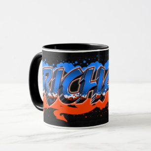 Richard Vorname Name Graffiti blue orange Tasse Mug