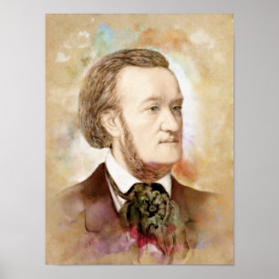 Richard Wagner portrait in the watercolor style Poster