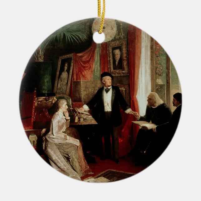 Richard Wagner with Franz Liszt and Liszt's daught Ceramic Tree Decoration (Front)