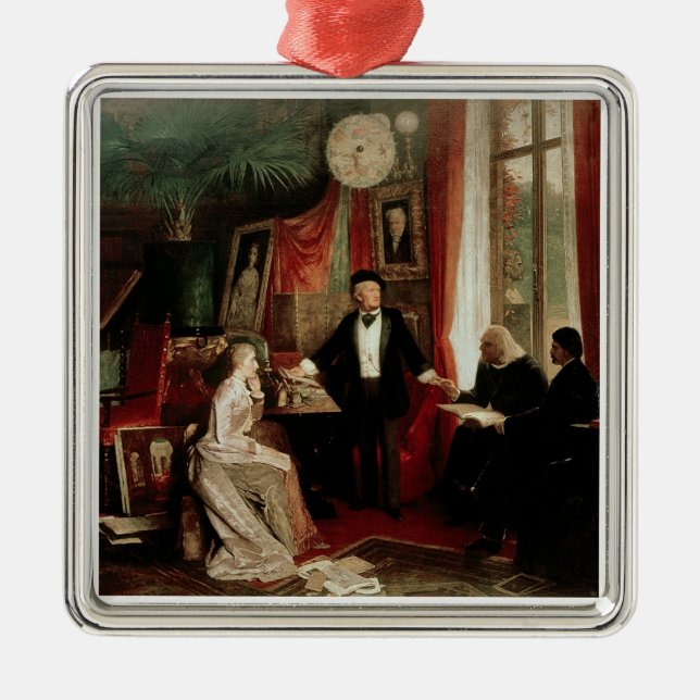 Richard Wagner with Franz Liszt and Liszt's daught Metal Tree Decoration (Front)