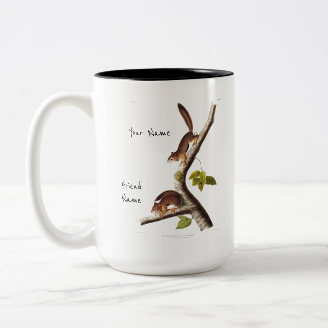 Richardson's Columbian Brown Squirrel Custom Name Two-Tone Coffee Mug (Left)