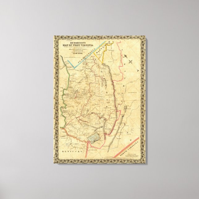 Richardson's Map of West Virginia Canvas Print (Front)