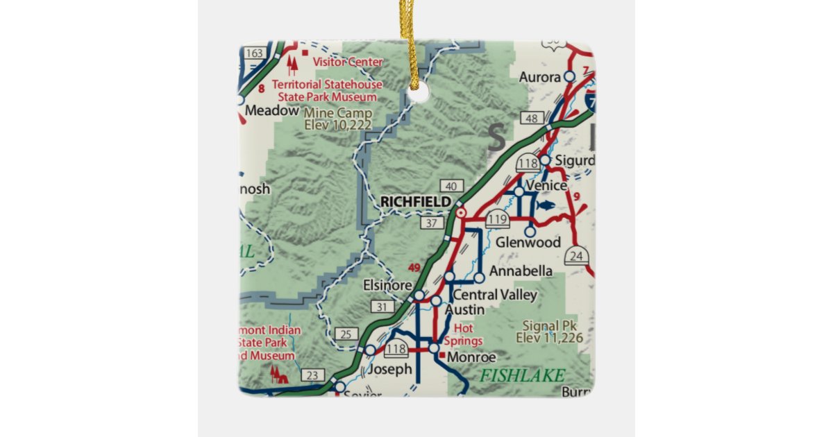 Richfield Utah Map Ceramic Ornament Zazzle