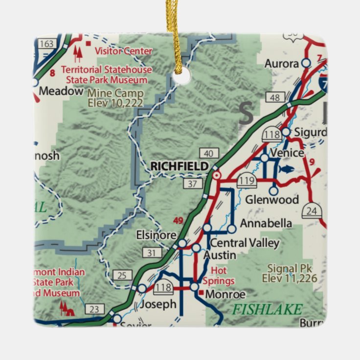Richfield Utah Map Ceramic Ornament Zazzle