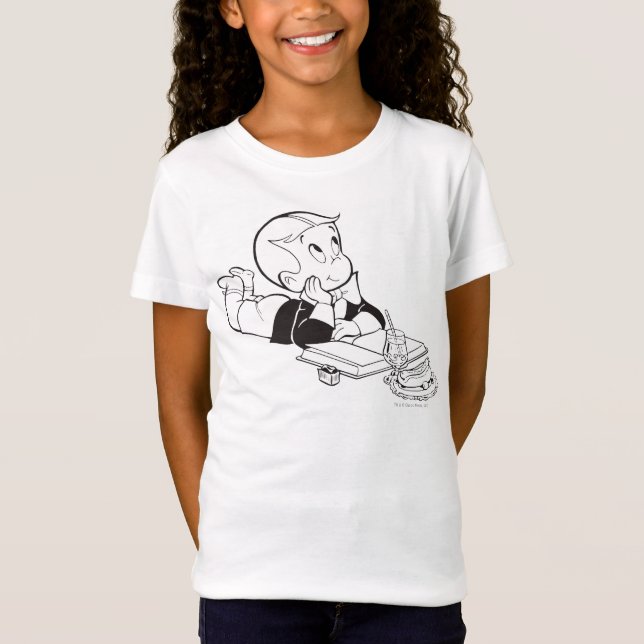 Richie Rich Studying - B&W T-Shirt (Front)