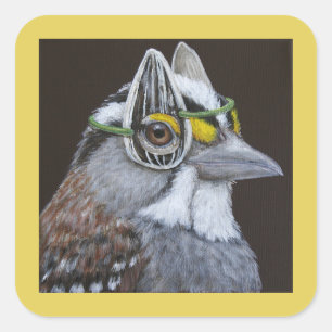 Richie the sparrow square stickers