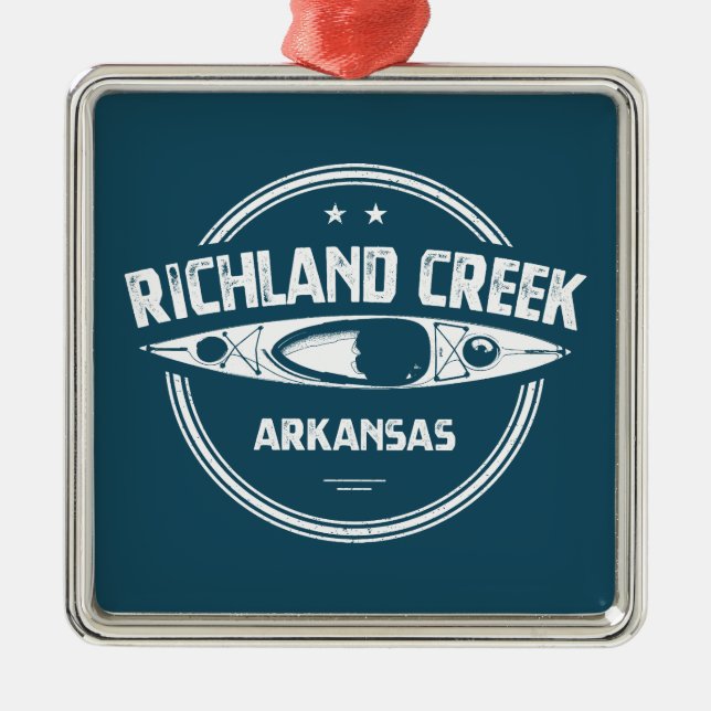 Richland Creek Arkansas Kayaking Metal Tree Decoration (Front)