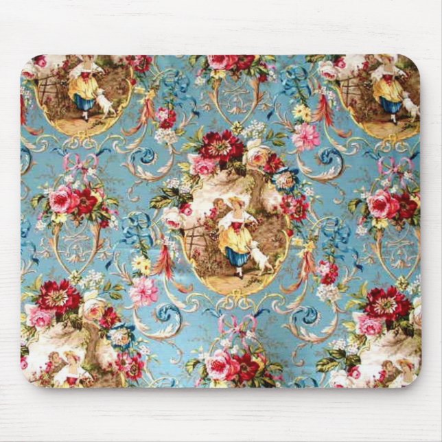 Richloom Fragonard Cornflower Blue French Country  Mouse Mat (Front)