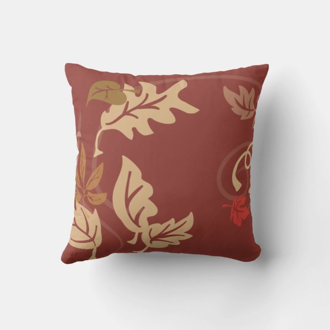 Richly designed autumn leaves cushion (Back)
