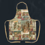 Richly-Detailed Vintage Father Christmas Collage Apron<br><div class="desc">Elegant richly-detailed and intricate vintage holiday collage featuring seamless pattern of restored Victorian Christmas cards with scenes of Father Christmas in the snow,  with children,  with angels and in his sleigh with gold and silver highlights and embellishments.</div>