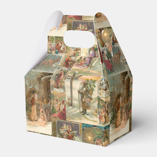 Richly-Detailed Vintage Father Christmas Collage Favour Box (Front Side)
