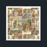 Richly-Detailed Vintage Father Christmas Collage Napkin<br><div class="desc">Elegant richly-detailed and intricate vintage holiday collage featuring seamless pattern of restored Victorian Christmas cards with scenes of Father Christmas in the snow,  with children,  with angels and in his sleigh with gold and silver highlights and embellishments.</div>