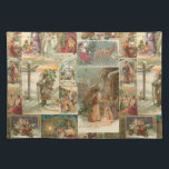 Richly-Detailed Vintage Father Christmas Collage Placemat<br><div class="desc">Elegant richly-detailed and intricate vintage holiday collage featuring seamless pattern of restored Victorian Christmas cards with scenes of Father Christmas in the snow,  with children,  with angels and in his sleigh with gold and silver highlights and embellishments.</div>