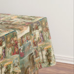 Richly-Detailed Vintage Father Christmas Collage Tablecloth<br><div class="desc">Elegant richly-detailed and intricate vintage holiday collage featuring seamless pattern of restored Victorian Christmas cards with scenes of Father Christmas in the snow,  with children,  with angels and in his sleigh with gold and silver highlights and embellishments.</div>