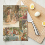 Richly-Detailed Vintage Father Christmas Collage Tea Towel<br><div class="desc">Elegant richly-detailed and intricate vintage holiday collage featuring seamless pattern of restored Victorian Christmas cards with scenes of Father Christmas in the snow,  with children,  with angels and in his sleigh with gold and silver highlights and embellishments.</div>