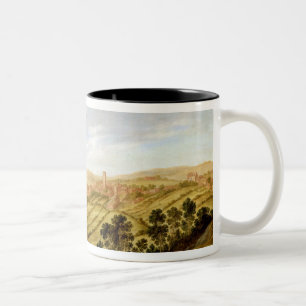 Richmond Castle, Yorkshire, c.1640-41 (oil on pane Two-Tone Coffee Mug