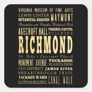 Richmond City if Virginia Typography Art Square Sticker