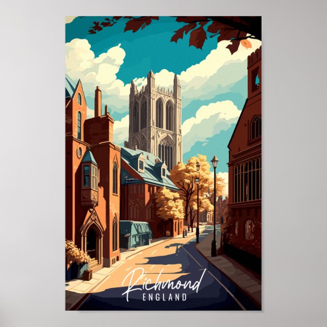 Richmond England vintage travel illustration Poster (Front)