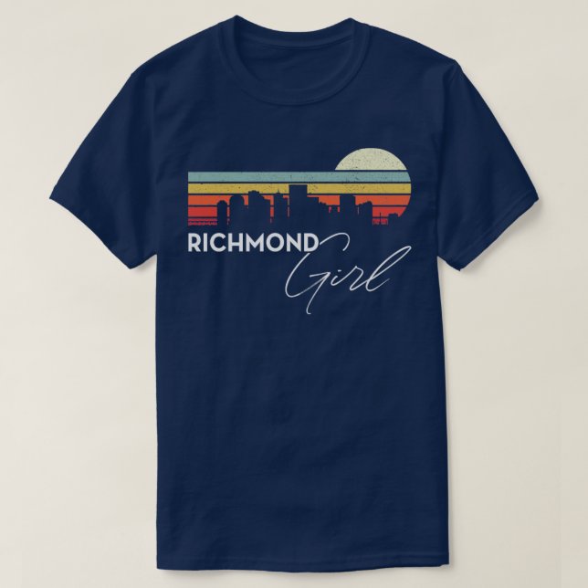 Richmond Girl Retro Sunset City Skyline Souvenir T-Shirt (Design Front)