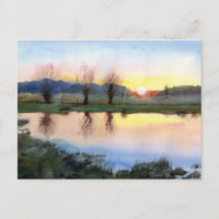 Richmond Park at Sunset Robin Hood gates postcard