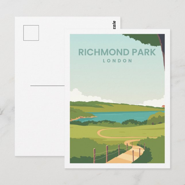 Richmond Park England Travel Place Illustration Postcard (Front/Back)