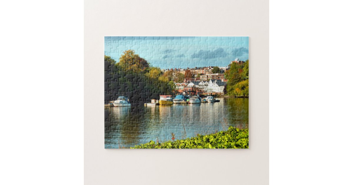 Richmond Thames and boats Jigsaw Puzzle Zazzle