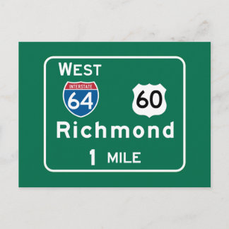 Richmond, VA Road Sign Postcard