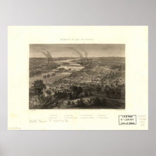 Richmond Virginia 1863 Antique Panoramic Map Poster