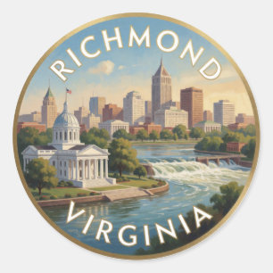 Richmond Virginia Capitol Travel Classic Round Sticker