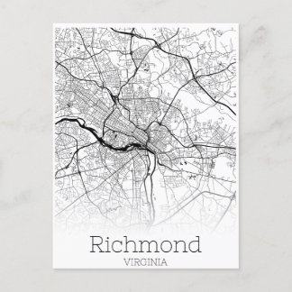 Richmond Virginia City Road Map Postcard