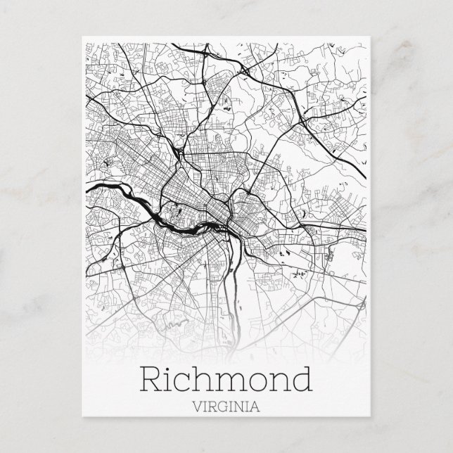 Richmond Virginia City Road Map Postcard (Front)