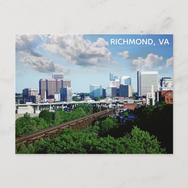 Richmond Virginia City Skyline Travel Photo Postcard (Front)
