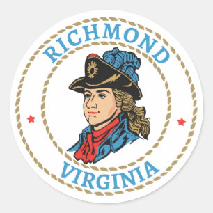 Richmond Virginia Colonial Classic Round Sticker