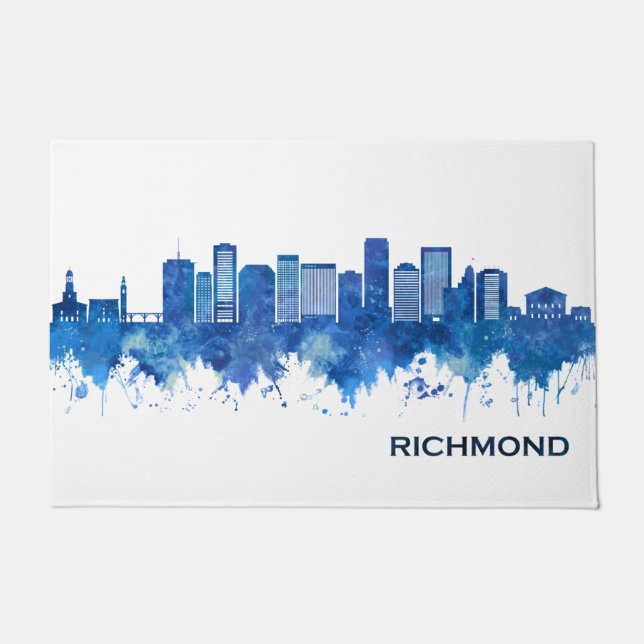 Richmond Virginia Skyline Blue Doormat (Front)