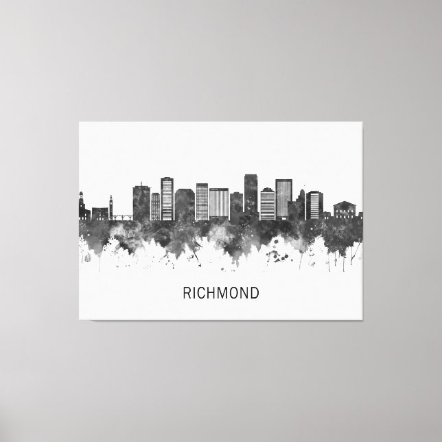 Richmond Virginia Skyline BW Canvas Print (Front)