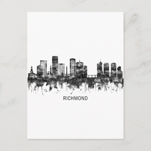 Richmond Virginia Skyline BW Invitation Postcard (Front)