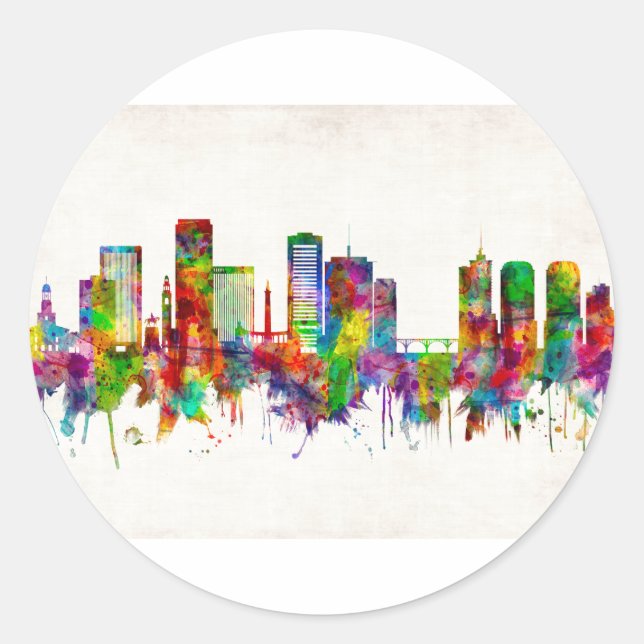Richmond Virginia Skyline Classic Round Sticker (Front)