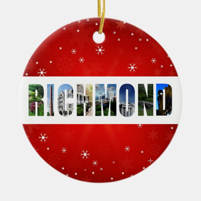 Richmond Virginia Travel Photos Christmas Ceramic Tree Decoration (Front)