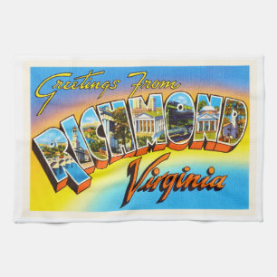 Richmond Virginia VA Old Vintage Travel Postcard- Tea Towel