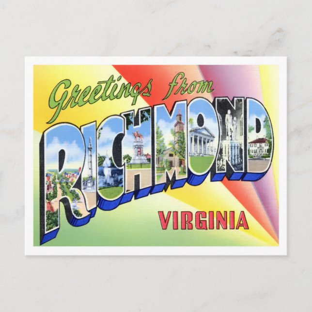 Richmond, Virginia Vintage Big Letters Postcard (Front)