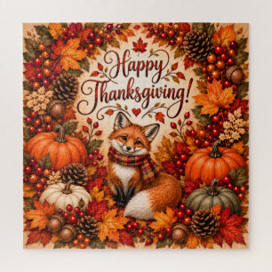 Richness of Fall Fox Thanksgiving Illustration Jigsaw Puzzle