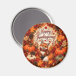 Richness of Fall Fox Thanksgiving Illustration Magnet