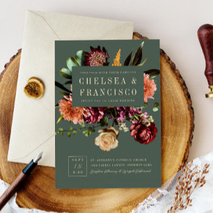 Richness of Spring Colourful Floral Green Wedding Invitation