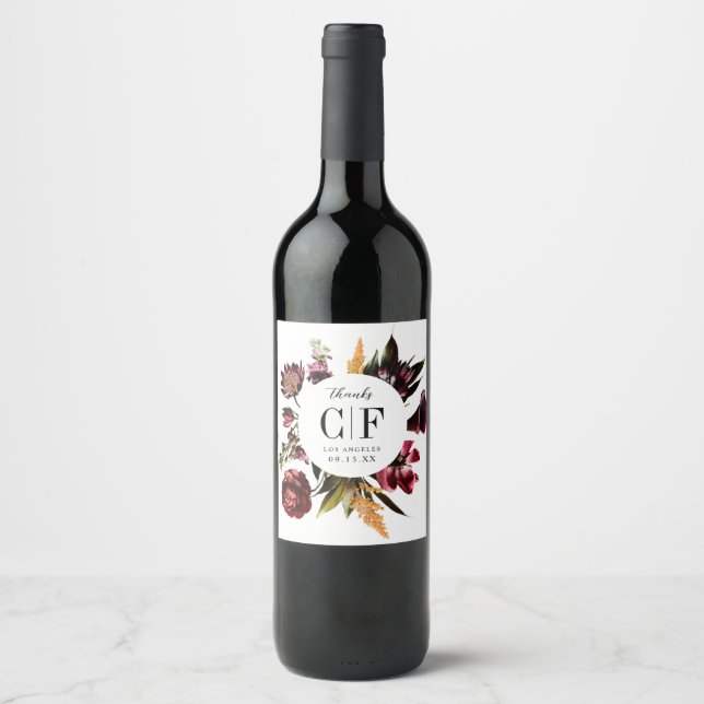Richness of Spring Colourful Floral Wedding Favour Wine Label (Front)