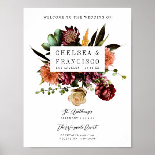 Richness of Spring Floral Wedding Welcome Poster