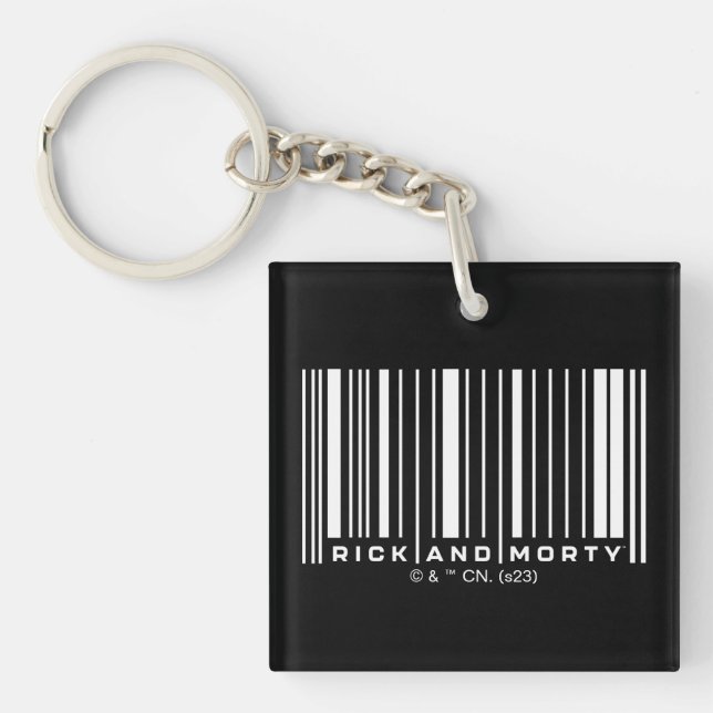 Rick and Morty Bar Code Graphic Key Ring (Front)