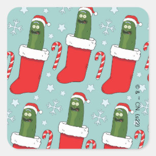 Rick and Morty   Christmas Pickle Rick Pattern Square Sticker